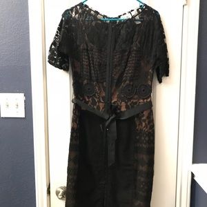 Black lace, fitted cocktail dress